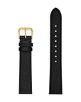 Black Pebble-Grain Genuine Leather Strap with Golden Buckle