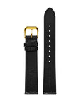 Black Pebble-Grain Genuine Leather Strap with Golden Buckle