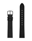 Black Pebble-Grain Genuine Leather Strap with Silver Buckle